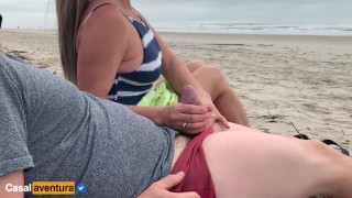 Quickie on public beach, people walking near - Real Amateur - Public